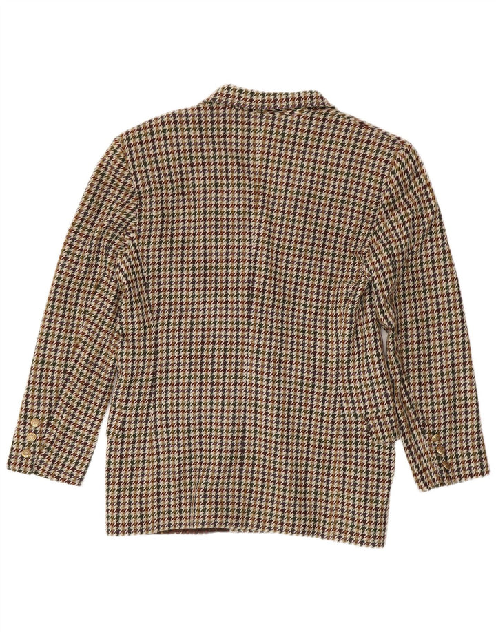 Giacca blazer doppiopetto vintage da donna US 10 grande pied de poule marrone