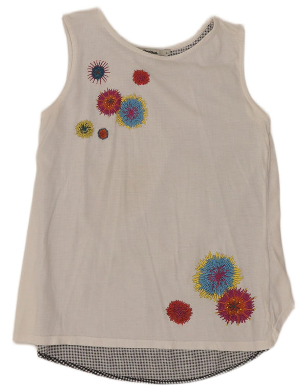 DESIGUAL Camicetta senza maniche da donna Top UK 10 Piccolo bianco floreale