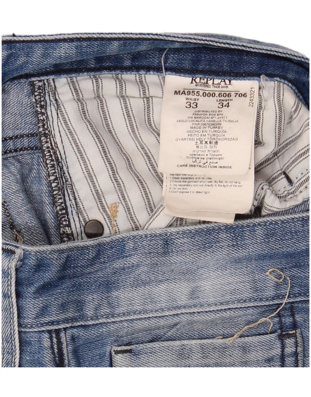 Jeans dritti da donna Replay W33 L34 cotone blu