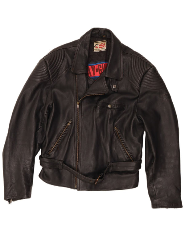 Giacca da motociclista in pelle da uomo MQP IT 52 XL Nera