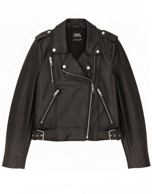 Giacca da motociclista in ecopelle da donna Zara UK 10 piccola nera