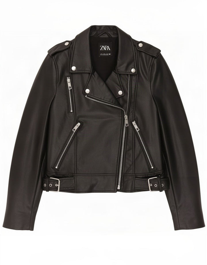 Giacca da motociclista in ecopelle da donna Zara UK 10 piccola nera