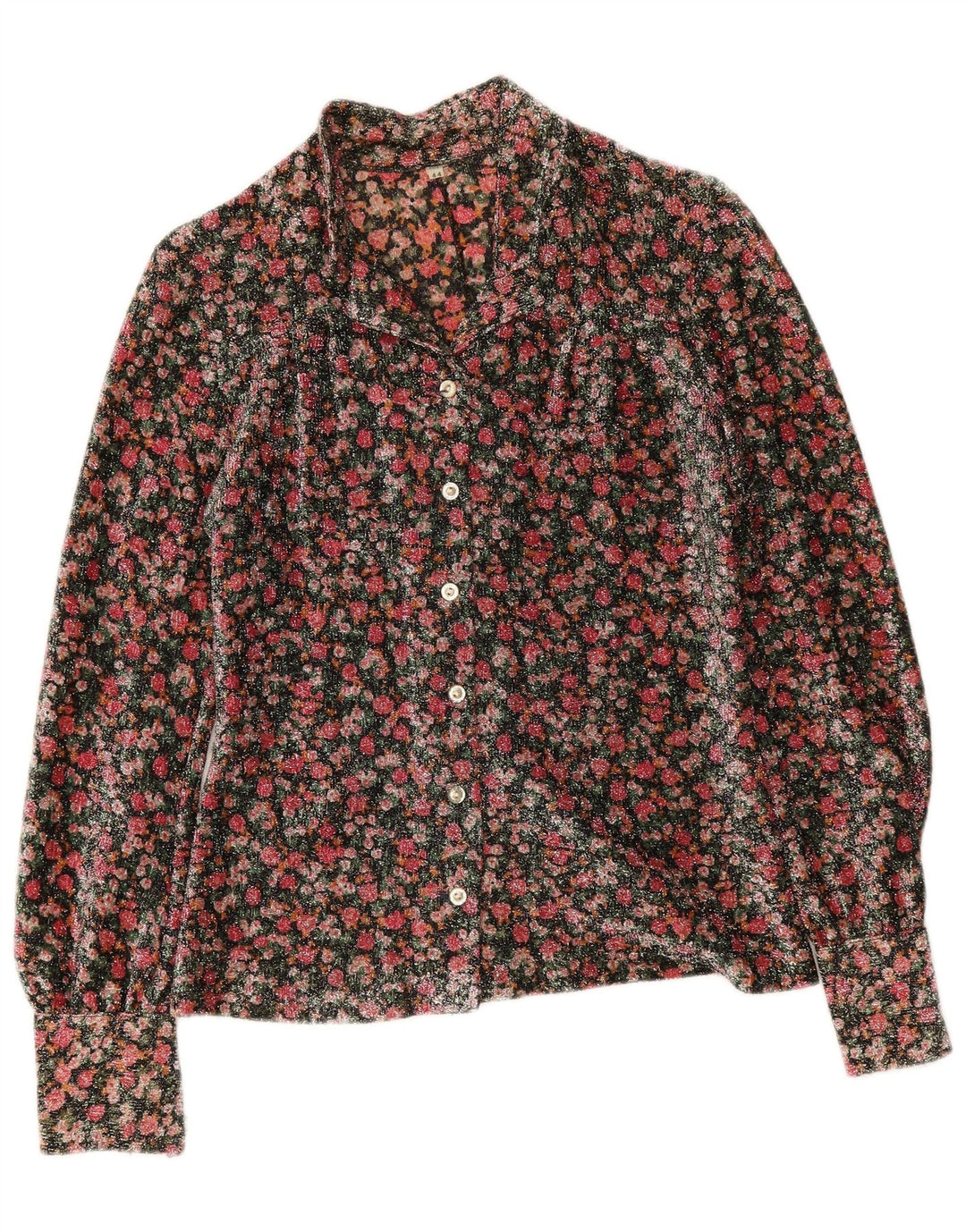 Camicetta camicia vintage da donna IT 44 media floreale multicolore