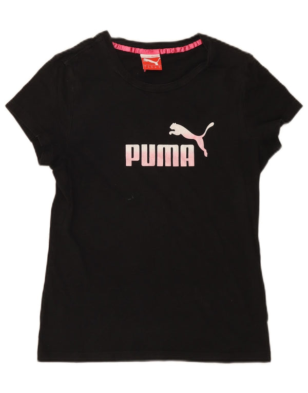 Puma Womens Graphic T-Shirt Top UK 10 Small Black