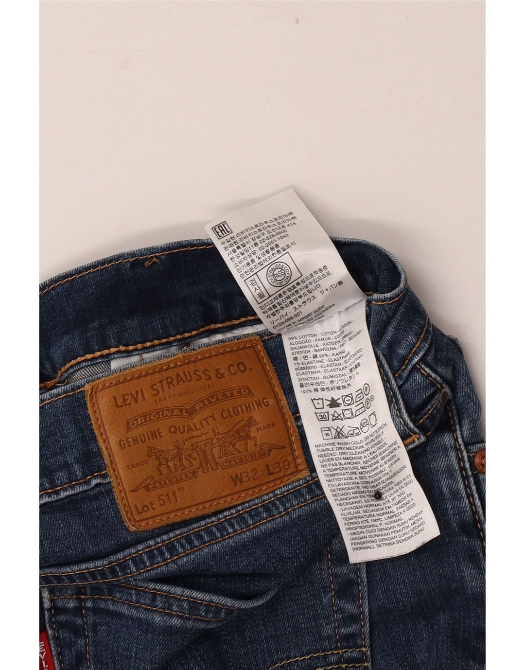 Levi's Uomo 511 Slim Jeans W32 L30 Cotone Blu