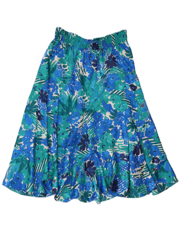 Gonna svasata da donna vintage W32 grande floreale blu