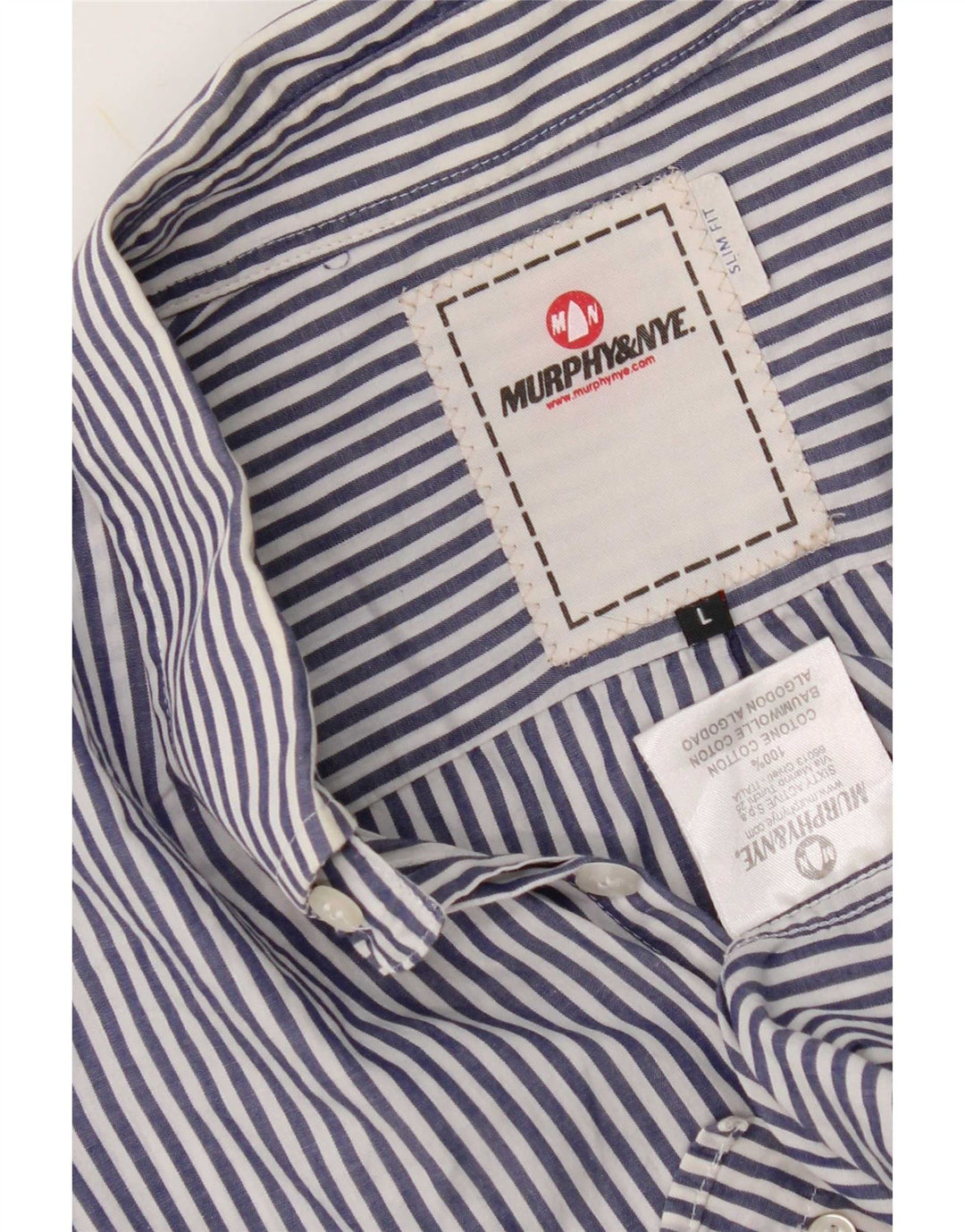 Camicia da uomo slim fit Murphy & Nye grande cotone gessato blu