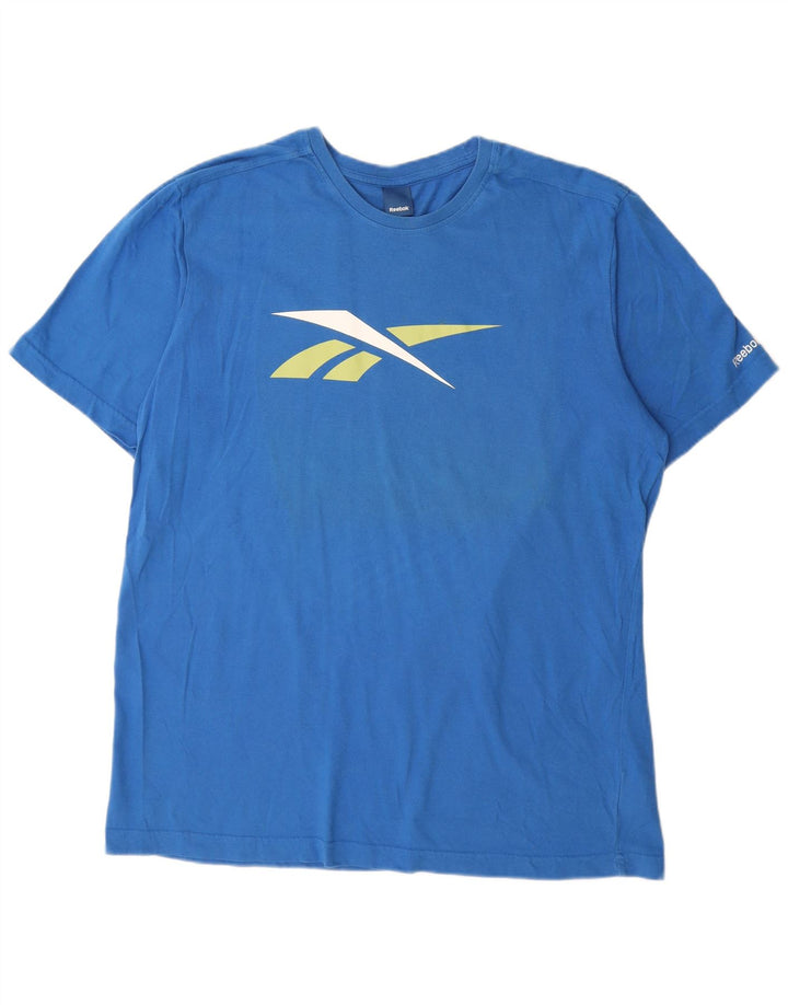 T-shirt grafica da uomo Reebok Top XL in cotone blu