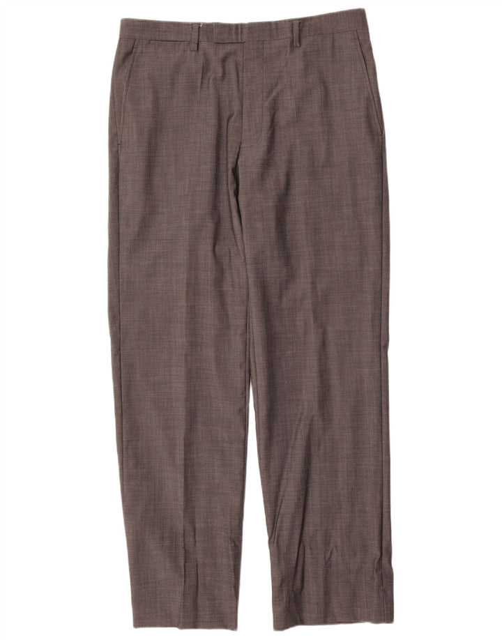 Pantaloni da abito dritti autografi da uomo Marks & Spencer W34 L31 lana grigia