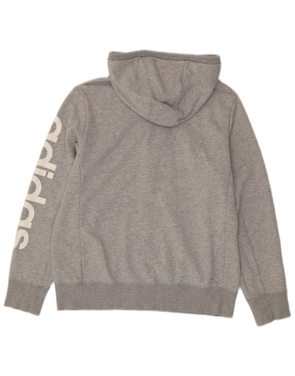 Adidas Womens Graphic Zip Hoodie Sweater UK 20/22 XL Grey Flecked Cotton