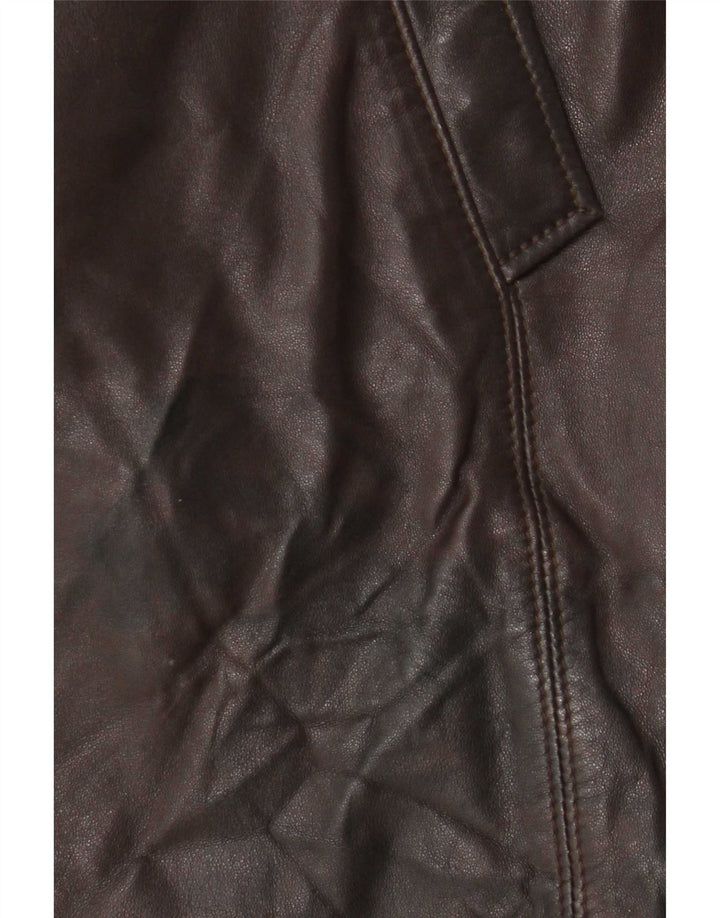 Cappotto in pelle da donna Mabrun UK 16 Grande pelle marrone