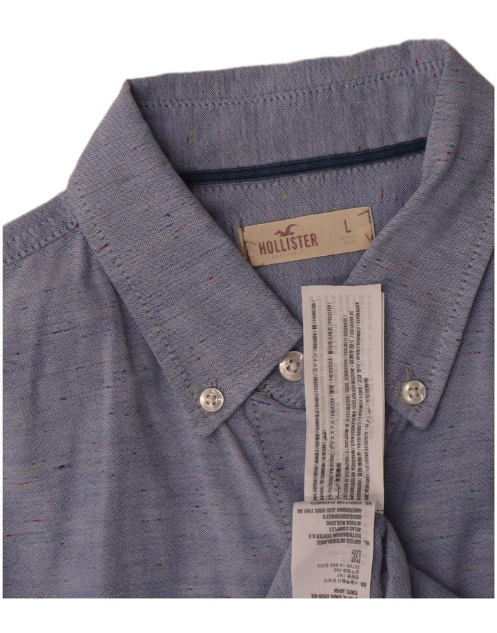 Camicia Hollister da uomo grande in cotone chiazzato blu