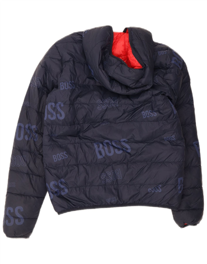 Giacca imbottita reversibile con cappuccio da ragazzo Hugo Boss 13-14 anni piccola blu navy