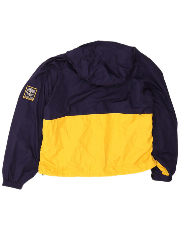 Timberland Mens Hooded Rain Jacket UK 42 XL Navy Blue Colourblock Polyester
