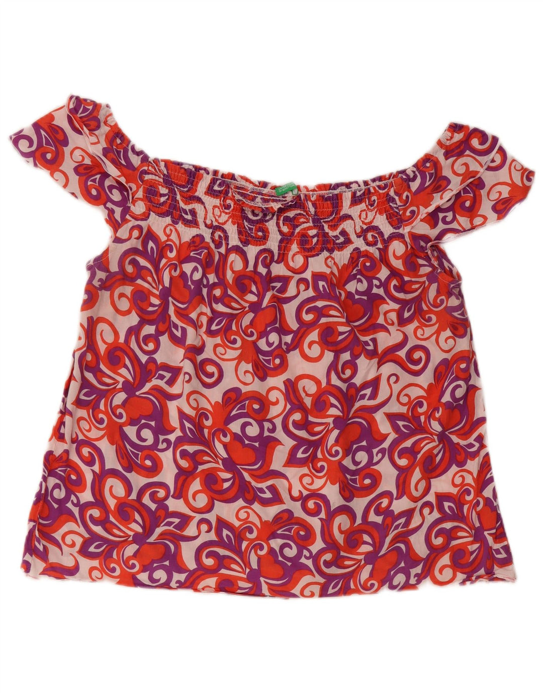 Top BENETTON con spalle scoperte per bambina 10-11 anni XL in cotone floreale multicolore