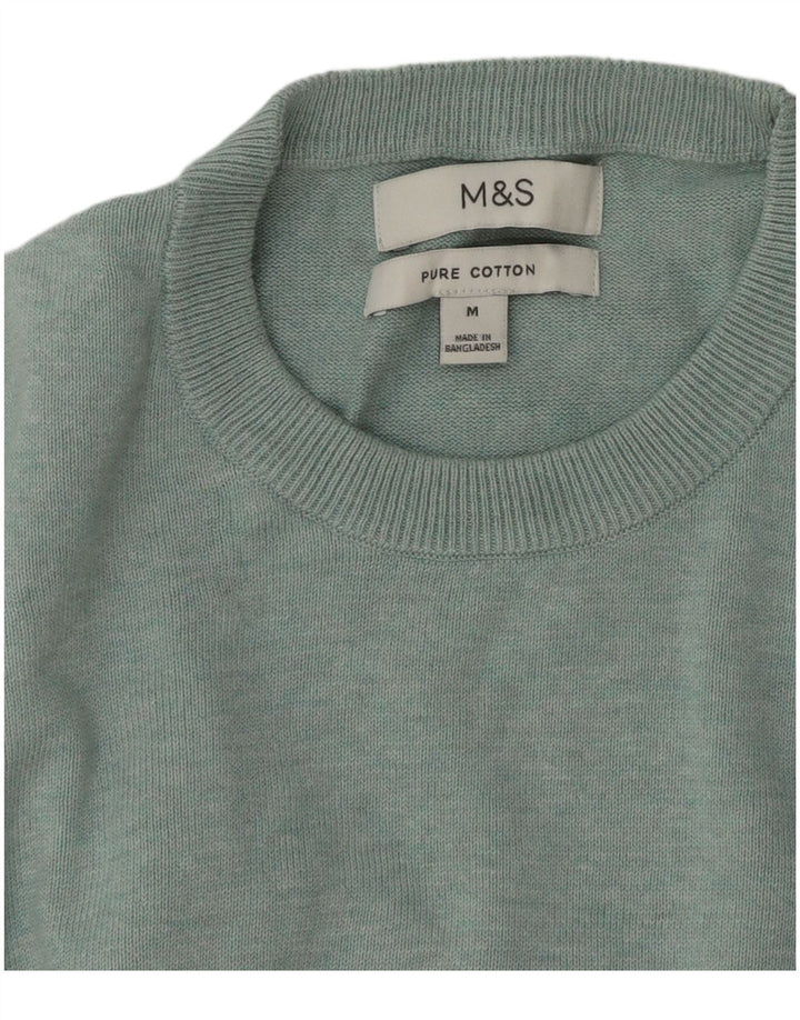 Maglione maglione girocollo da uomo Marks & Spencer in cotone blu medio