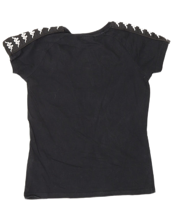T-shirt grafica da donna KAPPA Top UK 6 XS cotone nero