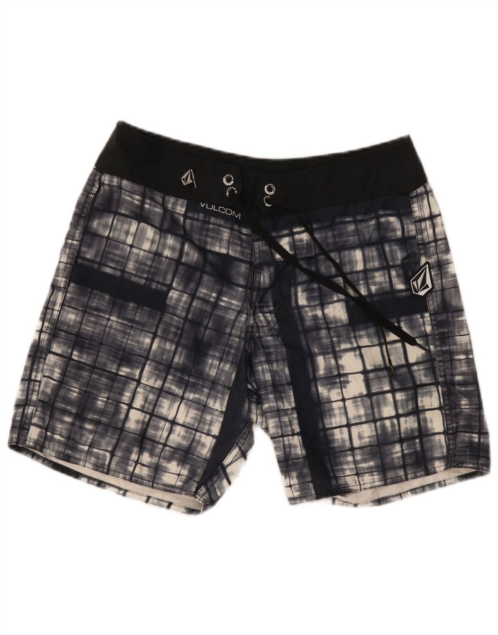 Pantaloncini da bagno da uomo Volcom medio in poliestere a quadri blu navy