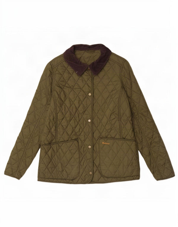 Giacca trapuntata da donna Barbour UK 14 Large Khaki Colourblock in poliammide