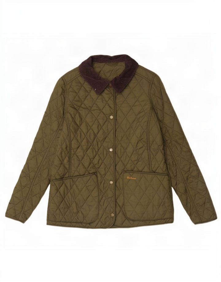 Giacca trapuntata da donna Barbour UK 14 Large Khaki Colourblock in poliammide
