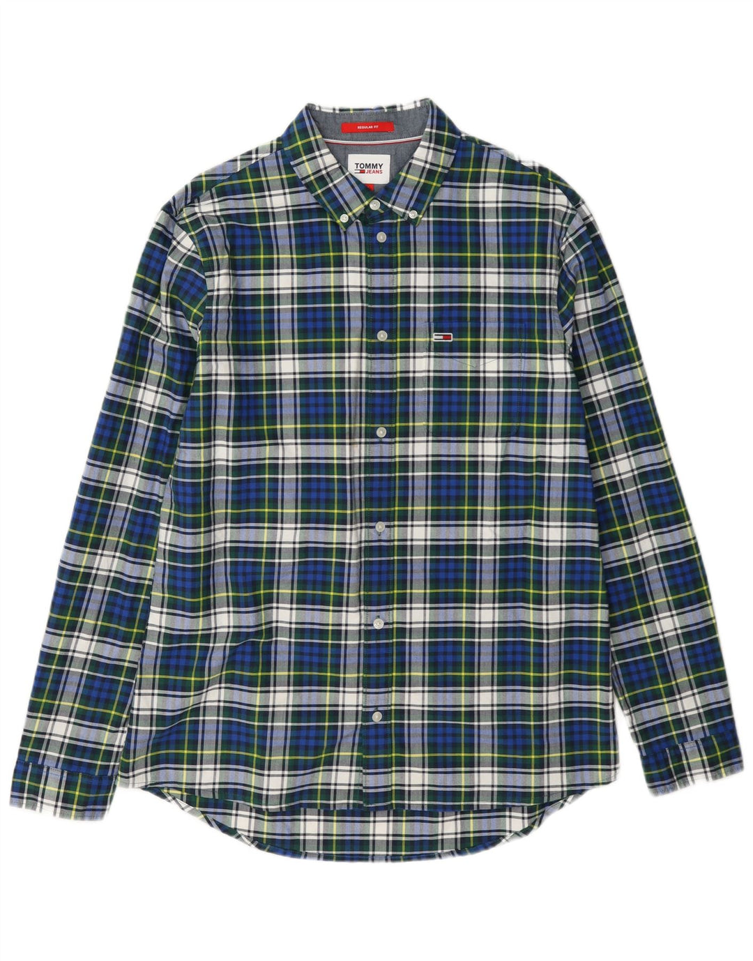 Tommy Hilfiger Camicia da uomo in flanella di cotone a quadri blu grandi