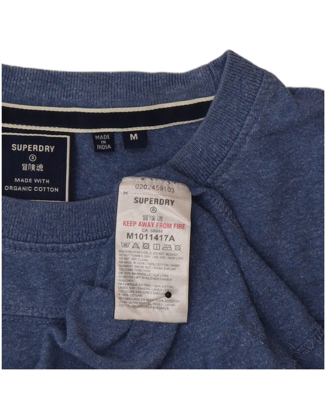 T-shirt da uomo Superdry Top in cotone chiazzato blu medio