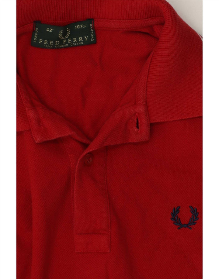 Polo da uomo Fred Perry in cotone a righe rosse medie
