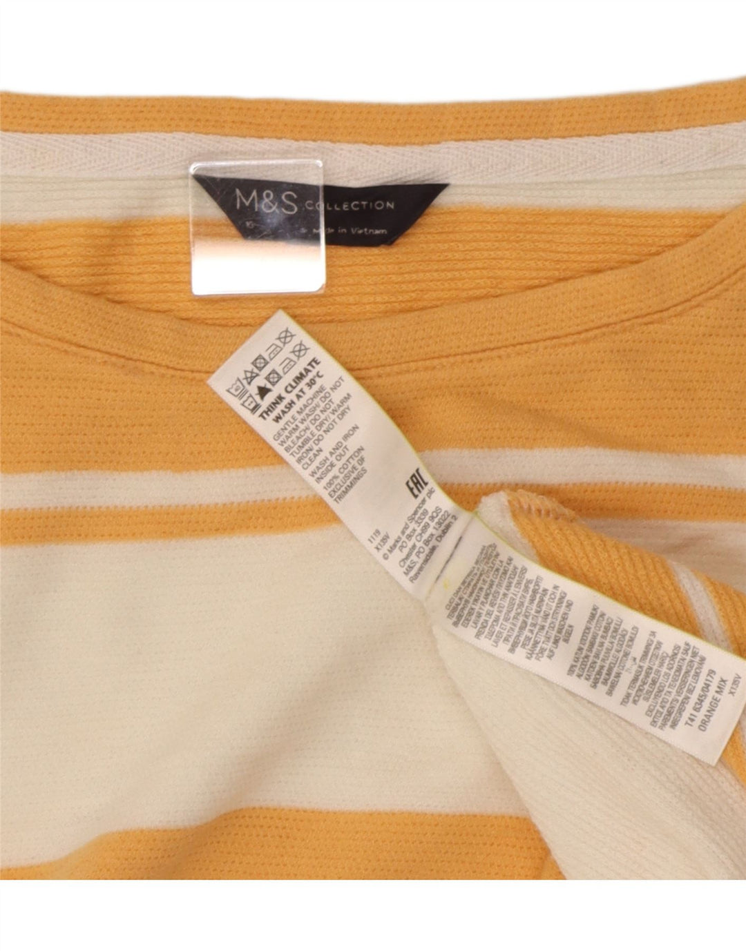 Marks & Spencer T-shirt oversize da donna Top UK 16 Large Orange Striped