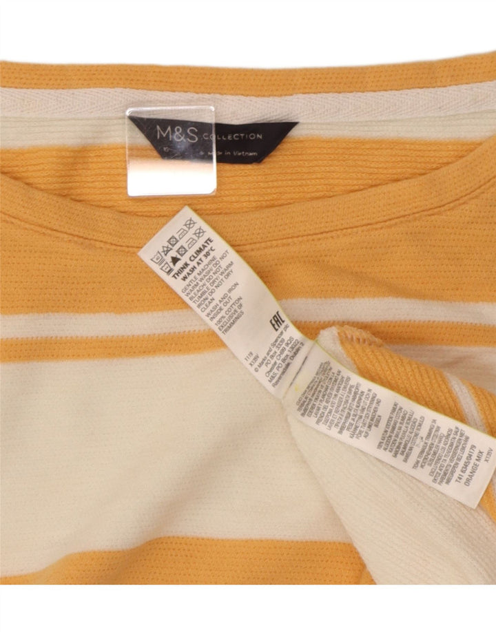 Marks & Spencer T-shirt oversize da donna Top UK 16 Large Orange Striped