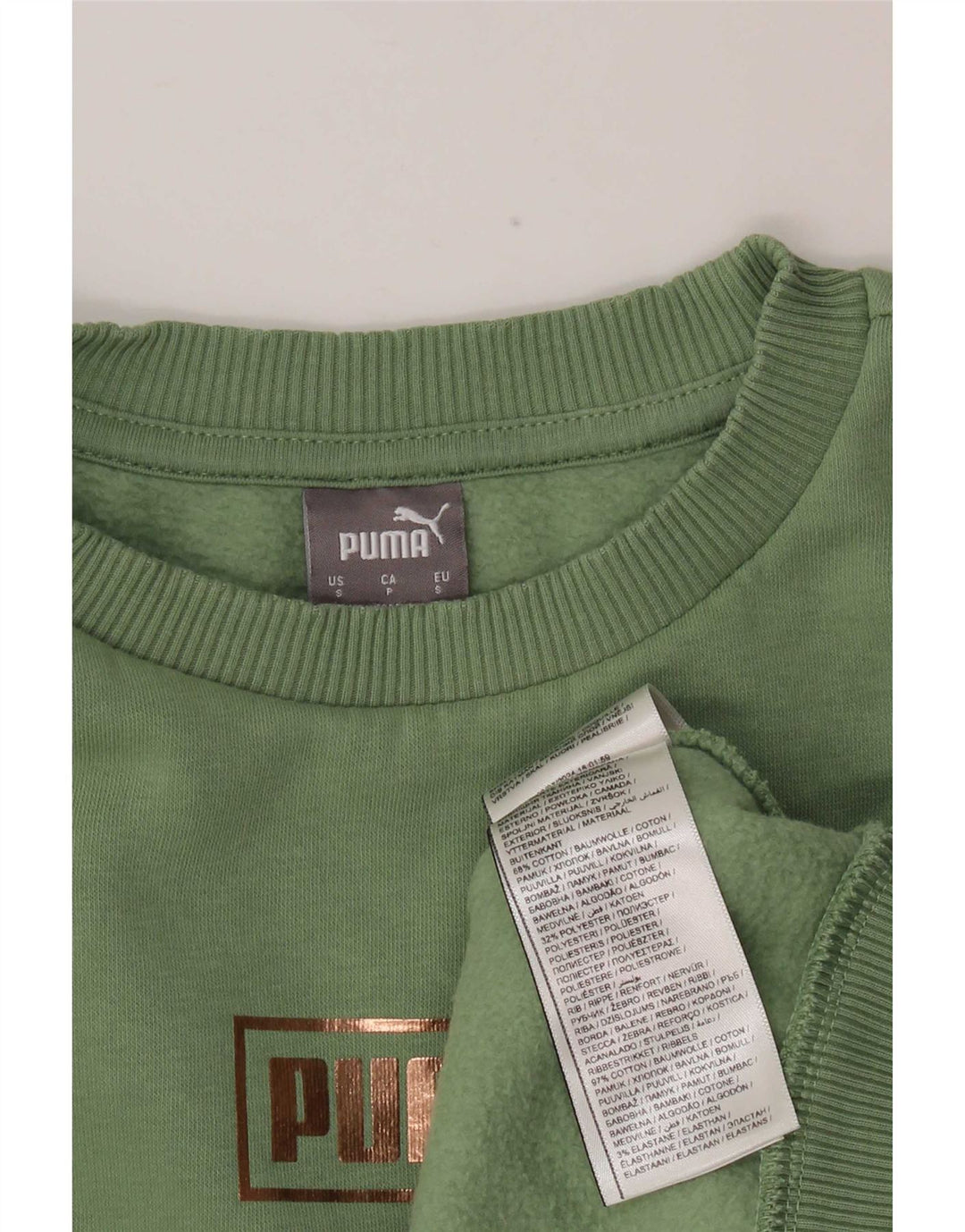 Felpa grafica da donna Puma Jumper UK 10 Small Green Cotton