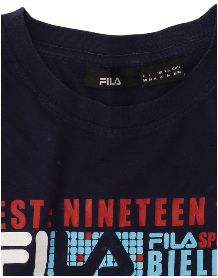 T-shirt grafica da uomo Fila Top in cotone blu navy medio