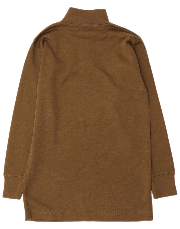 Maglione vintage da uomo con zip e collo in poliammide color kaki medio