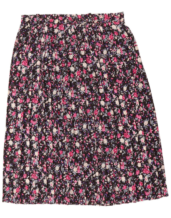 Gonna a pieghe vintage da donna UK 16 grande W38 poliestere floreale multicolore
