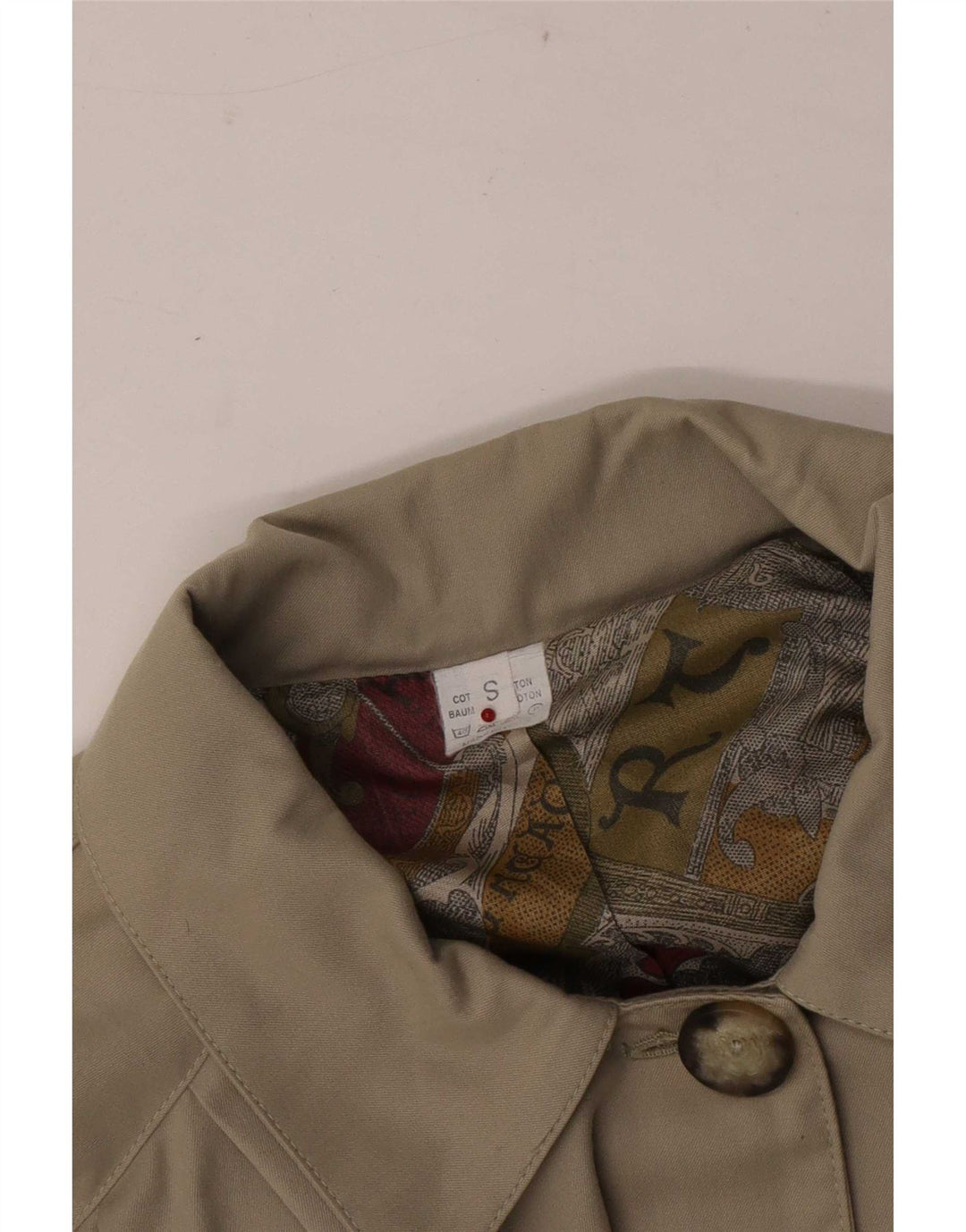 Trench oversize da donna vintage UK 10 piccolo cotone beige