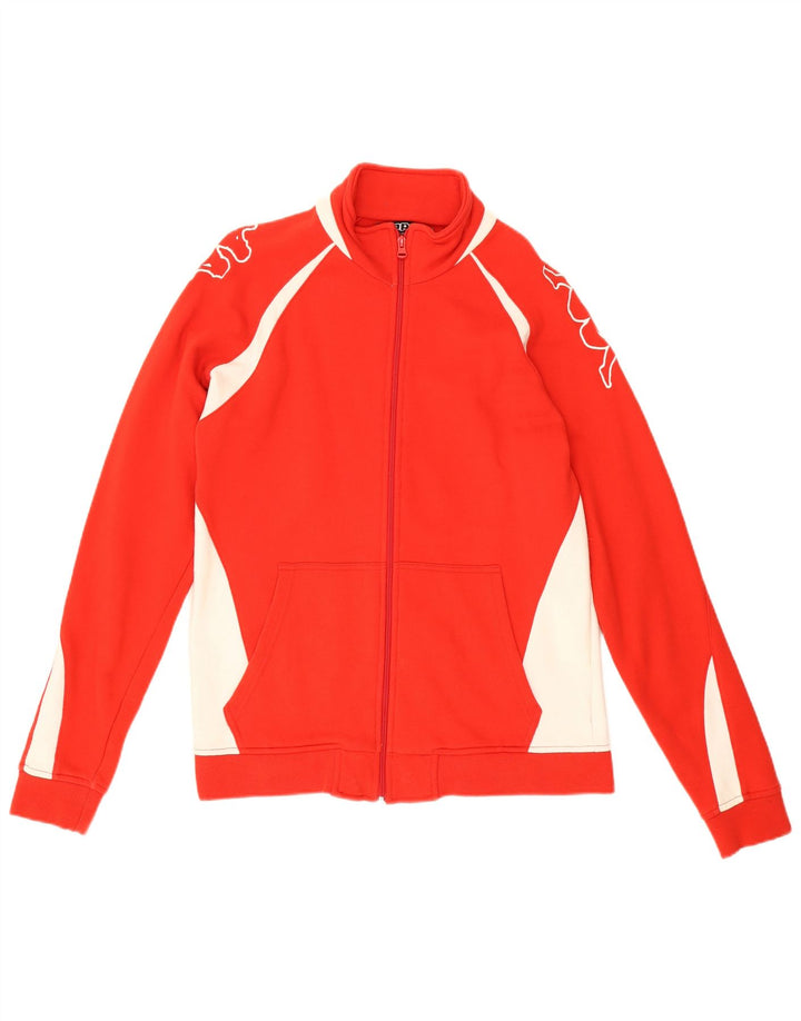 Giacca da tuta grafica da uomo Kappa in cotone color block rosso medio