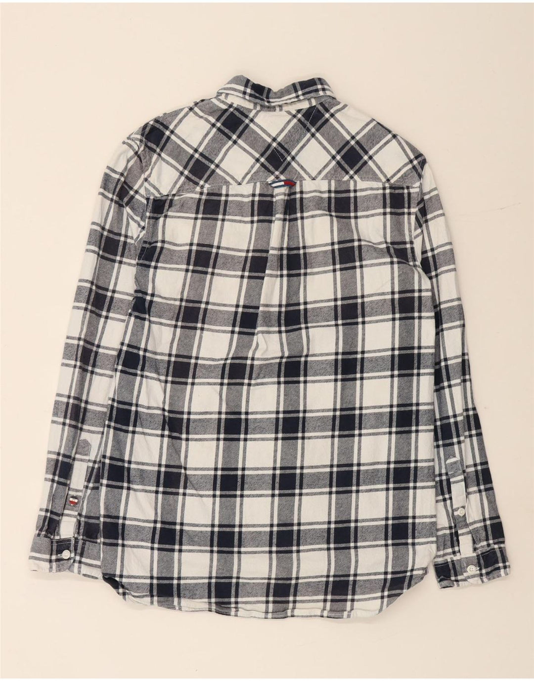 TOMMY HILFIGER Camicia da uomo in flanella vestibilità regolare piccola in cotone a quadri blu navy