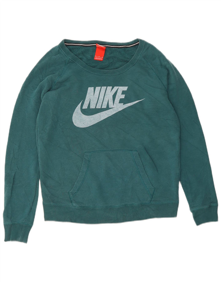 Felpa grafica da donna Nike Jumper UK 14 cotone verde medio