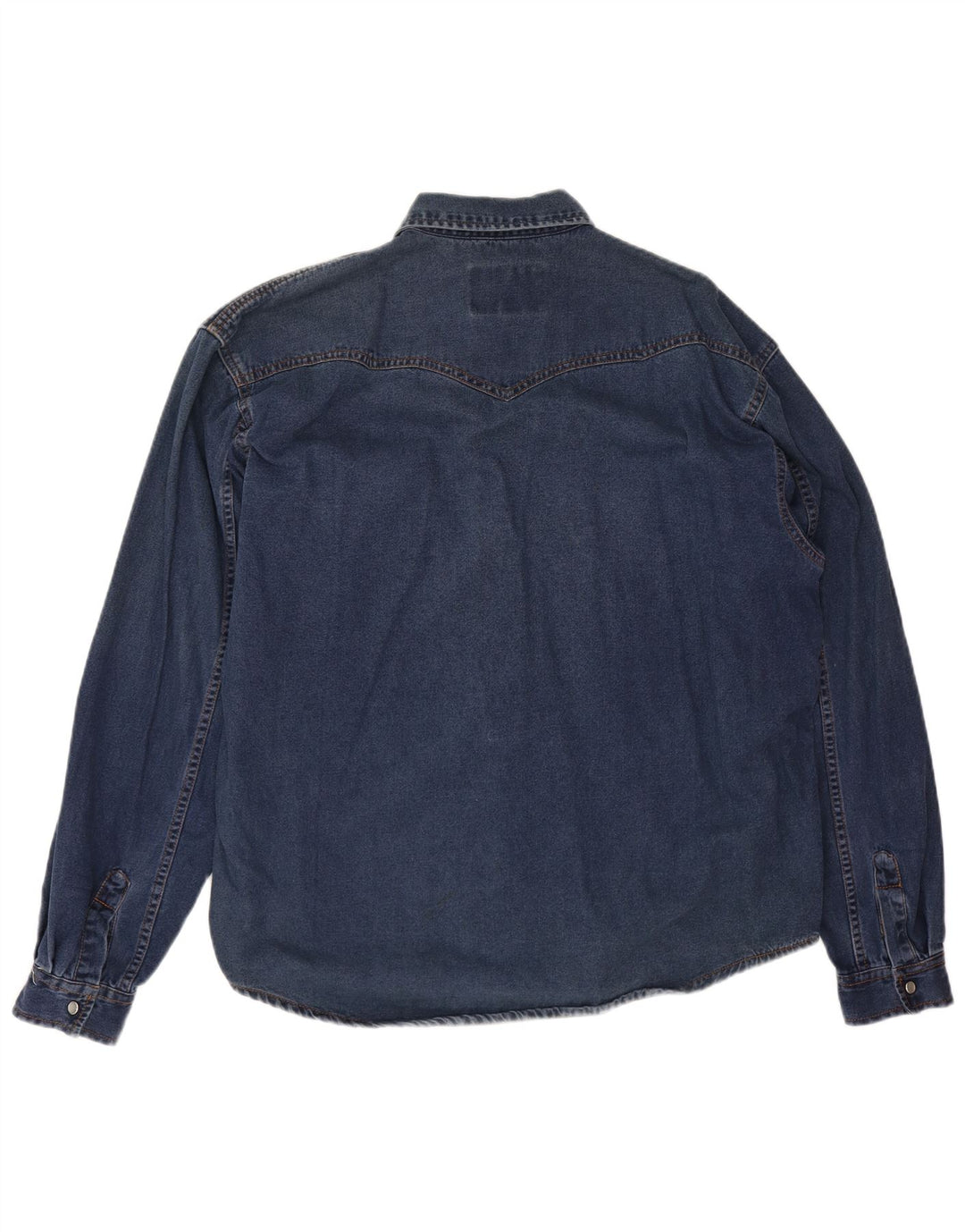 Camicia di jeans vintage da uomo vestibilità ampia in cotone blu medio