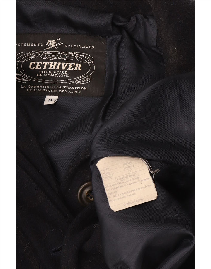 Soprabito da sci vintage da donna UK 14 medio in lana a quadri blu navy