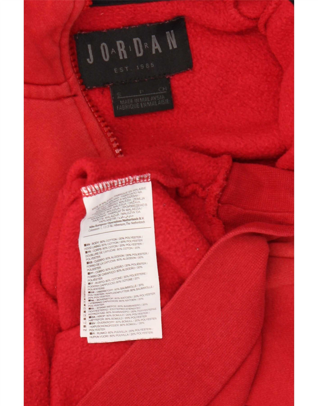 Felpa con cappuccio e zip Jordan da uomo piccola in cotone rosso