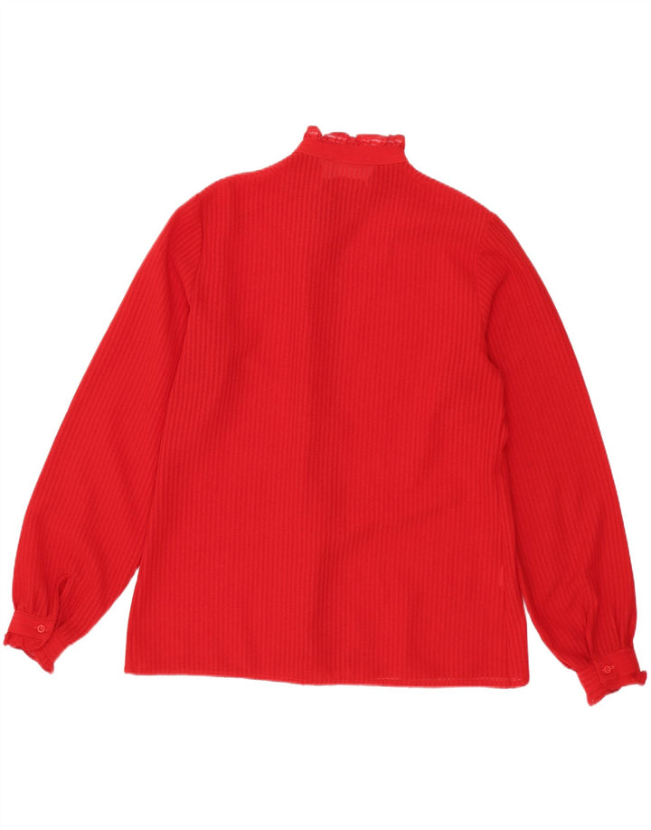 Camicetta camicia vintage da donna UK 14 a righe rosse medie
