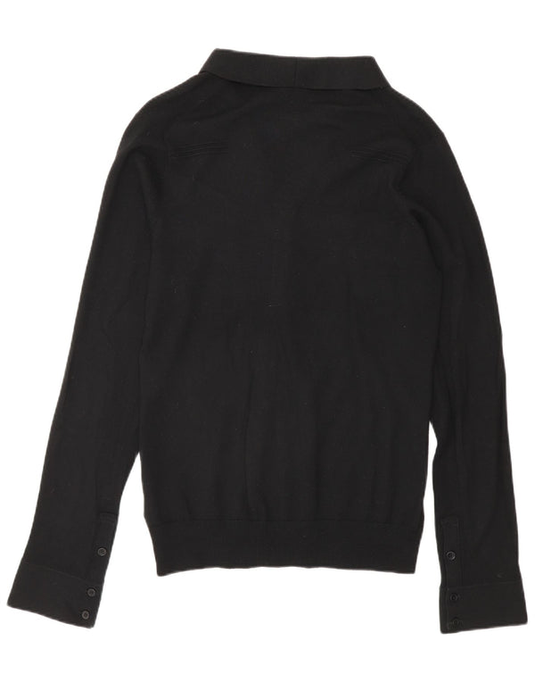 Maglione cardigan da donna Patrizia Pepe UK 14 grande lana vergine nera