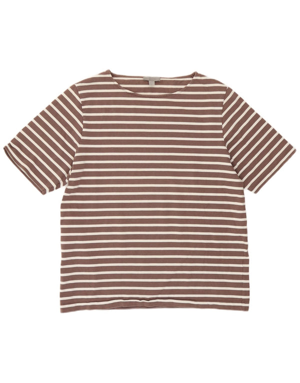 T-shirt da donna Cos Top UK 14 cotone a righe marrone medio