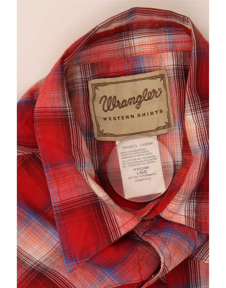 Camicia a maniche corte da uomo Wrangler in cotone a quadri rossi grandi