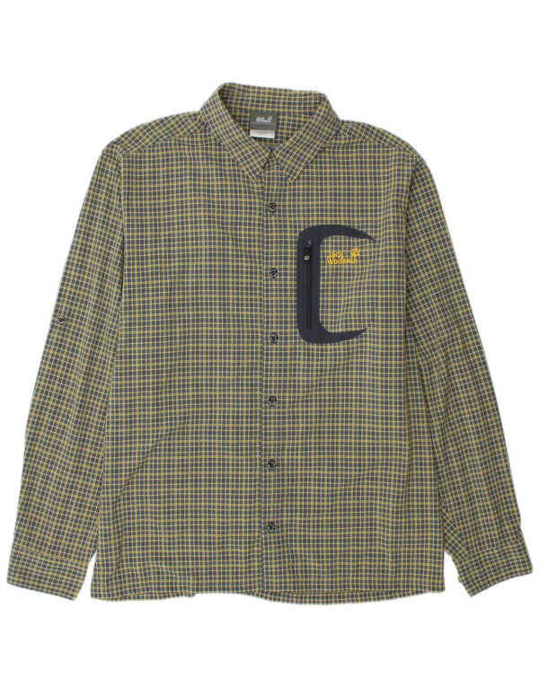 Camicia da uomo JACK WOLFSKIN UK 40/42 Poliammide a quadri gialli grandi