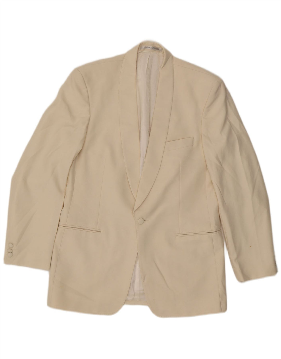 Giacca blazer lunga a 1 bottone Marks & Spencer da uomo UK 40 media bianco sporco