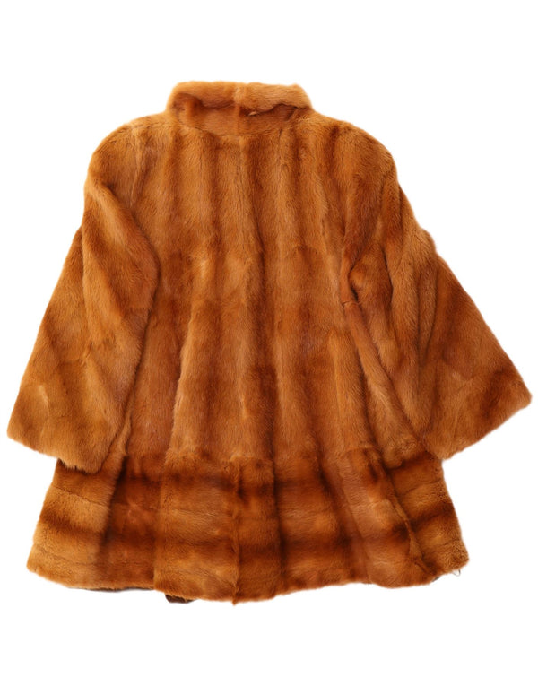 Cappotto in pelliccia vintage da donna, vestibilità ampia, UK 14, grande, a righe marroni