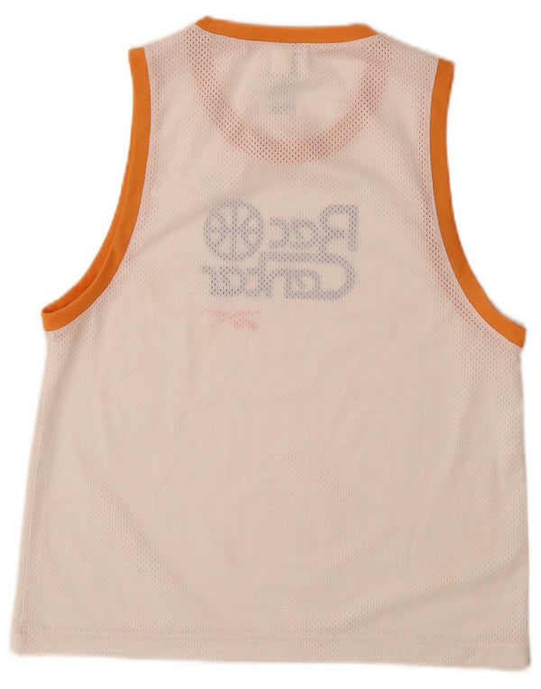 REEBOK Canotta grafica da donna vestibilità ampia UK 8/10 Small Poliestere bianco sporco