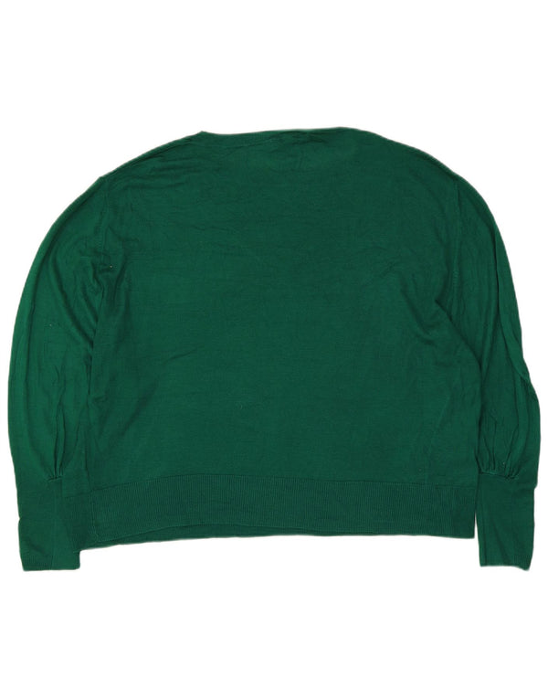 Maglione Zara da donna oversize con scollo a barca con maniche a 3/4 UK 10 piccolo verde