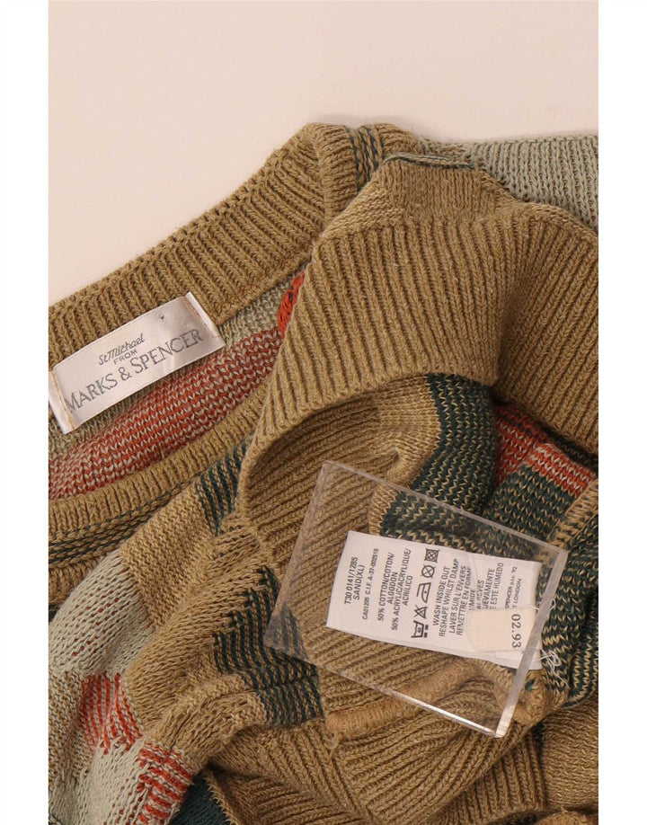 Maglione maglione girocollo da uomo Marks & Spencer XL multicolore geometrico